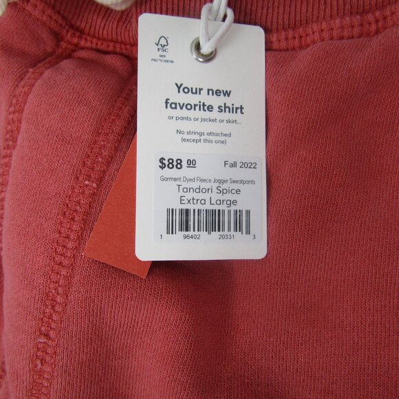 Marine Layer NEW NWT Womens XL Fleece Jogger Sweatpants Tandori Spice Red - Picture 2 of 5